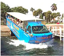 Blurry photo of a waterbus going into the water