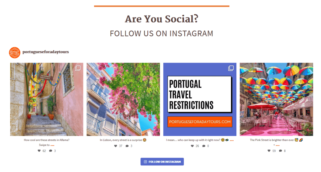 Portuguese for a Day Tours Instagram Integration