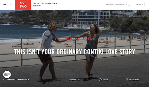 Contiki Tours guest story with the caption 'This isn't your ordinary Contiki love story'