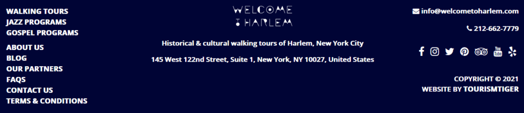 Welcome to Harlem Website Footer